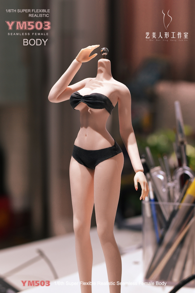 1/6 Scale Female Body, 12inch Super Flexible Seamless Large Bust Normal Skin Figure Slender Waist Soft Miniature Action Figure Body with Detachable Feet