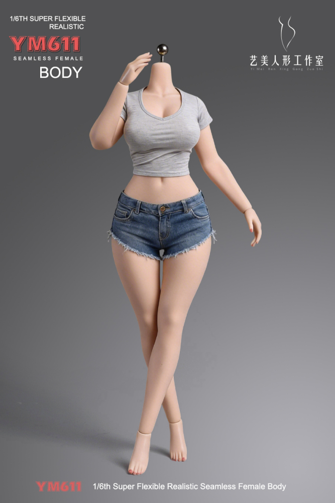 1/6 Scale Female Body, 12inch Super Flexible Seamless Large Bust Normal Skin Figure Slender Waist Soft Miniature Action Figure Body with Detachable Feet