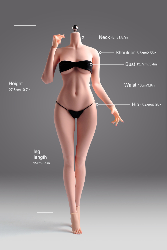 1/6 Scale Female Body, 12inch Super Flexible Seamless Large Bust Normal Skin Figure Slender Waist Soft Miniature Action Figure Body with Detachable Feet