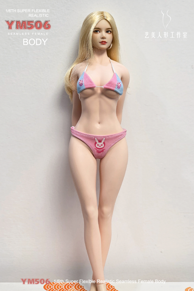 1/6 Scale Female Body, 12inch Super Flexible Seamless Large Bust Normal Skin Figure Slender Waist Soft Miniature Action Figure Body with Detachable Feet