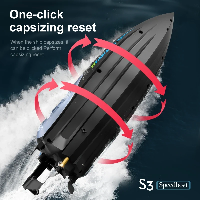 S3 RC Battery Boat 2.4Ghz 45km/h High-Speed Remote Control Racing Speed Boat With Light & Over Range Alarm RC Boat Toys Gifts