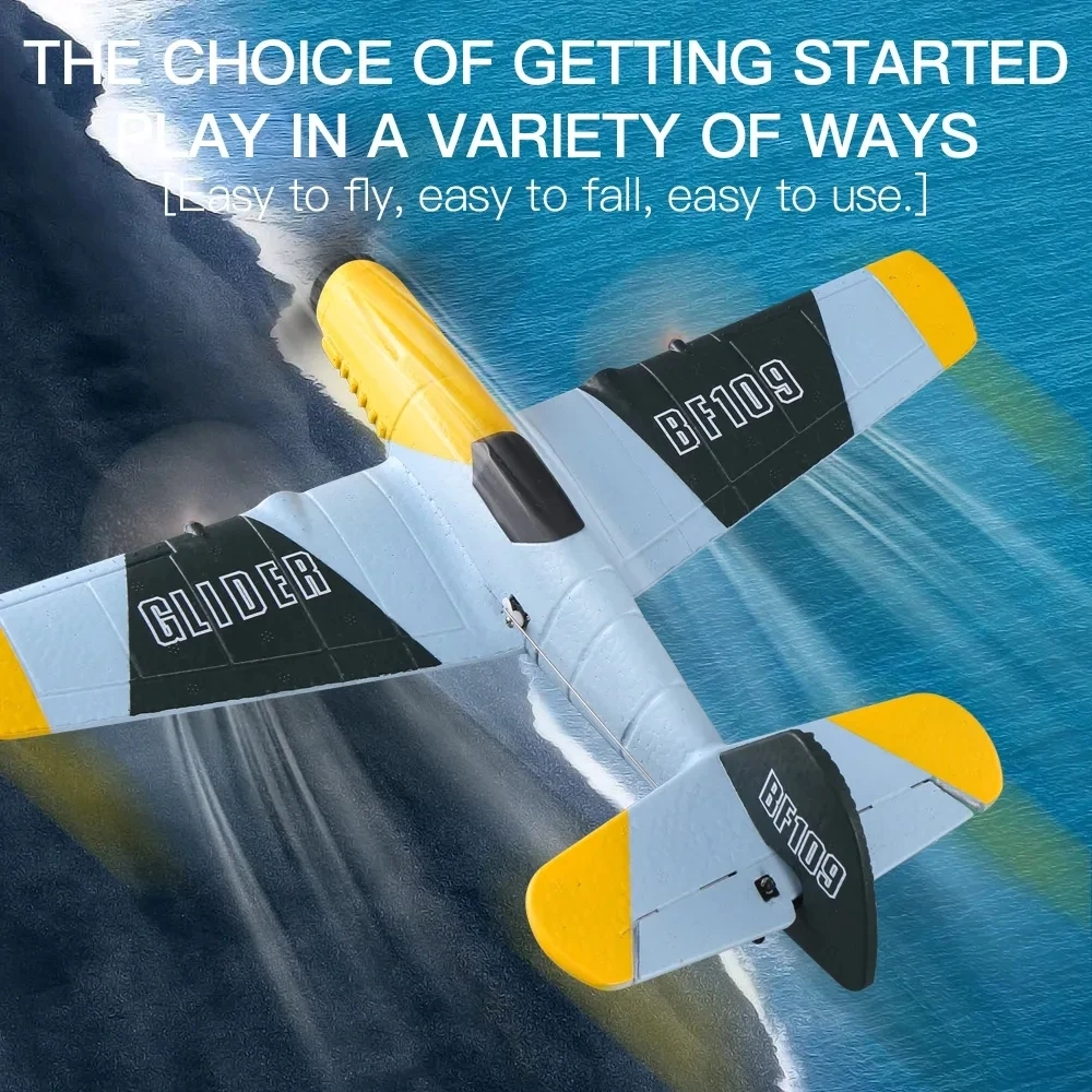 Z61 RC Plane BF109 Fighter 2.4G 3CH Smart Balance EPP Foam  RC Gliders Fixed Wingspan RC Aircraft Toys