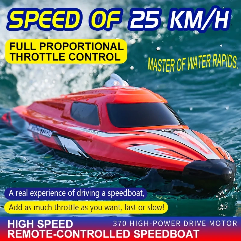 HJ823 RC Speed Boat 2.4G High-Speed Remote Control Racing Boat LED 25Km/h High-Speed Watercraft with Colorful Led