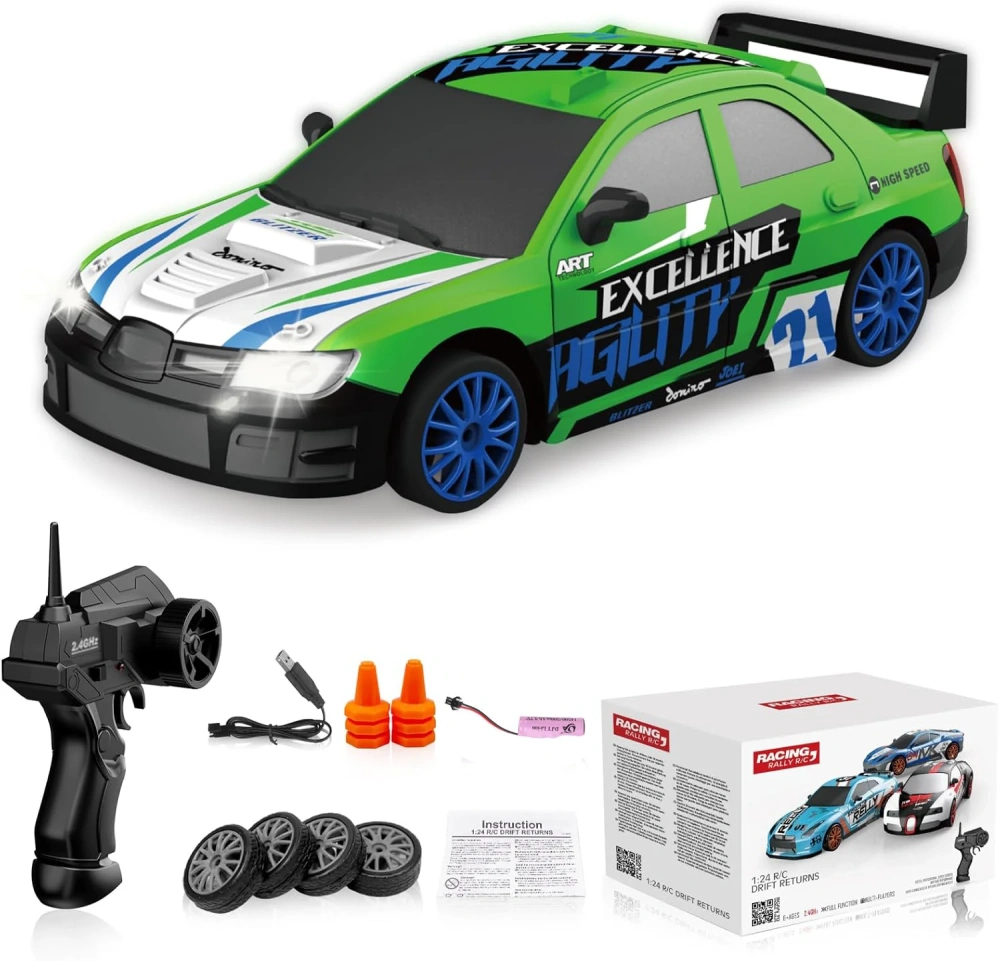 1:24 RC Drifting Car 2.4G 4WD Remote Control Racing Car RC High Speed Competition Race Car Boy Toy Gift Replaceable Tire