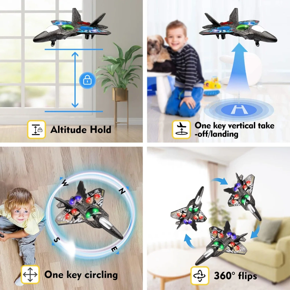 V17 RC Plane 2.4G Gravity Sensing RC Glider 360° Rotation One Key Takeoff Remote Control Airplane EPP Foam Toys Kids For Gift