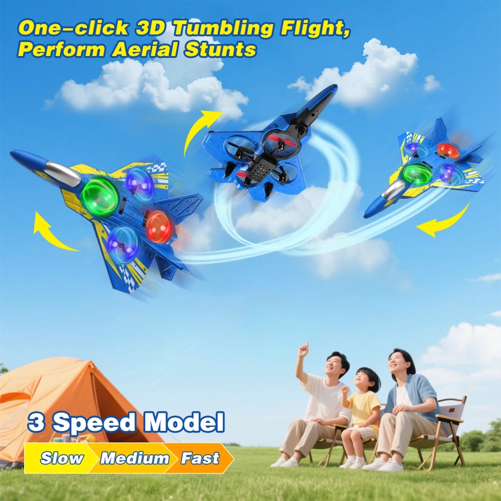 RC Glider 2.4G Remote Control Flying Helicopter Stunt Tumbling UAV Hovering Aircraft with Colorful Lights Airplane Toy Drone