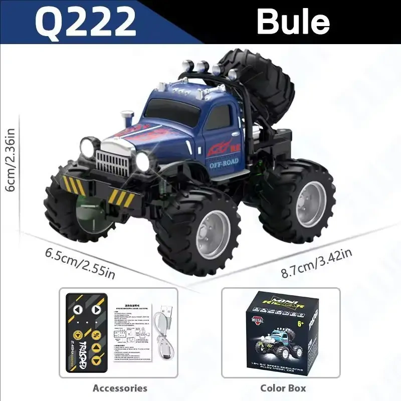1:64 RC Truck With Trailer 2.4G High Speed Remote Control Multifunctional Mini Climbing Car Electric Vehicle Toy for Kids Toys