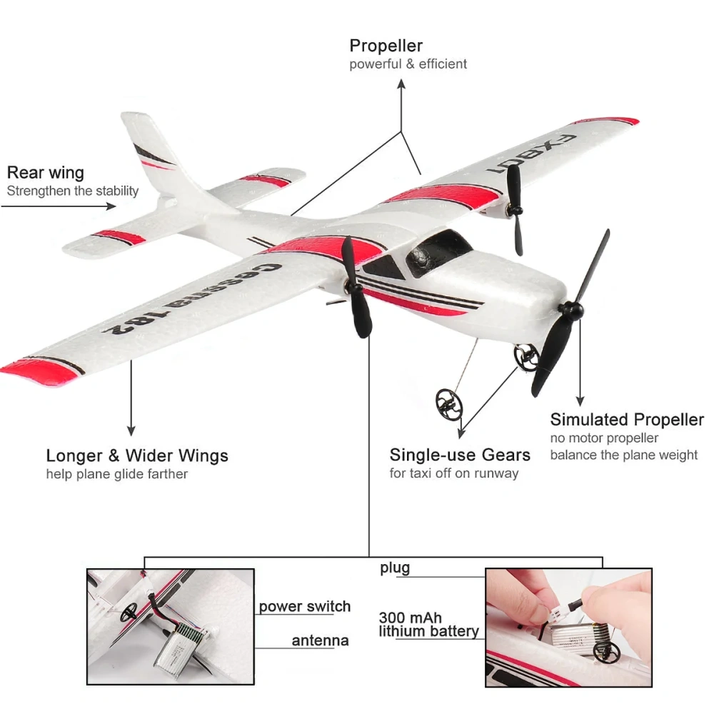 FX801 RC Plane EPP Foam 2.4G 2CH RTF Remote Control Wingspan Aircraft Fixed Wingspan Airplane Toys Gifts for Children Kids