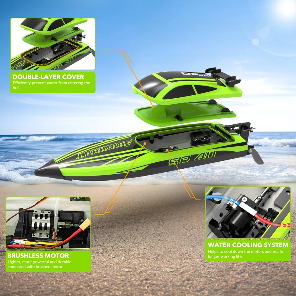 VOLANTEXRC RC Battery Boat Brushless Motor Full Proportional 35+MPH High Speed Professional Racing Watercraft Speedboat