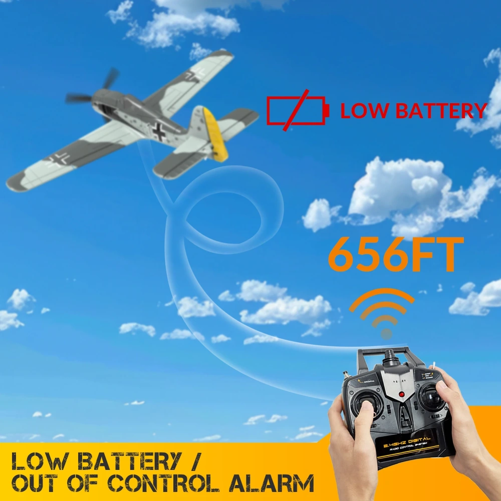 VOLANTEXRC FW190 RC Plane 2.4G 4CH 6 Axis EPP 400mm Wingspan One Key Aerobatic 3 Modes RTF Fighter ﻿