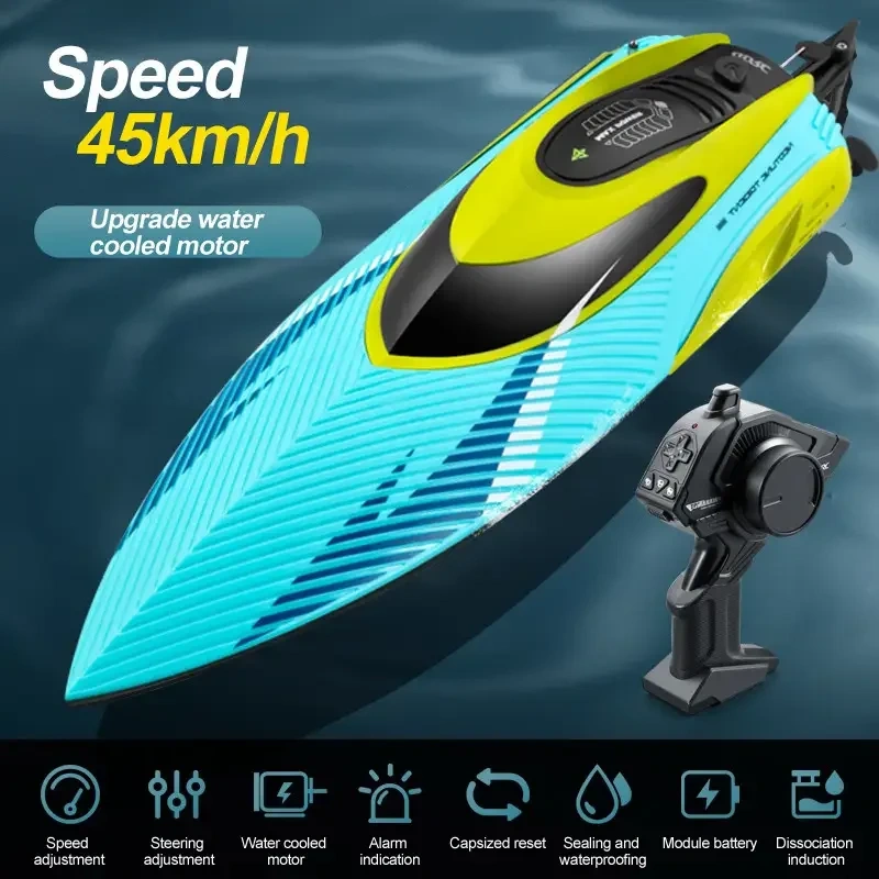 S3 RC Battery Boat 2.4Ghz 45km/h High-Speed Remote Control Racing Speed Boat With Light & Over Range Alarm RC Boat Toys Gifts