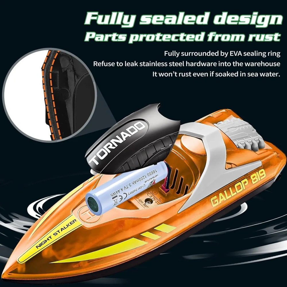 HJ819 RC Boat 2.4Ghz 15km/h Remote Control High-Speed Racing Waterproof Electric Ship Water Speed Boat Children Model Toy