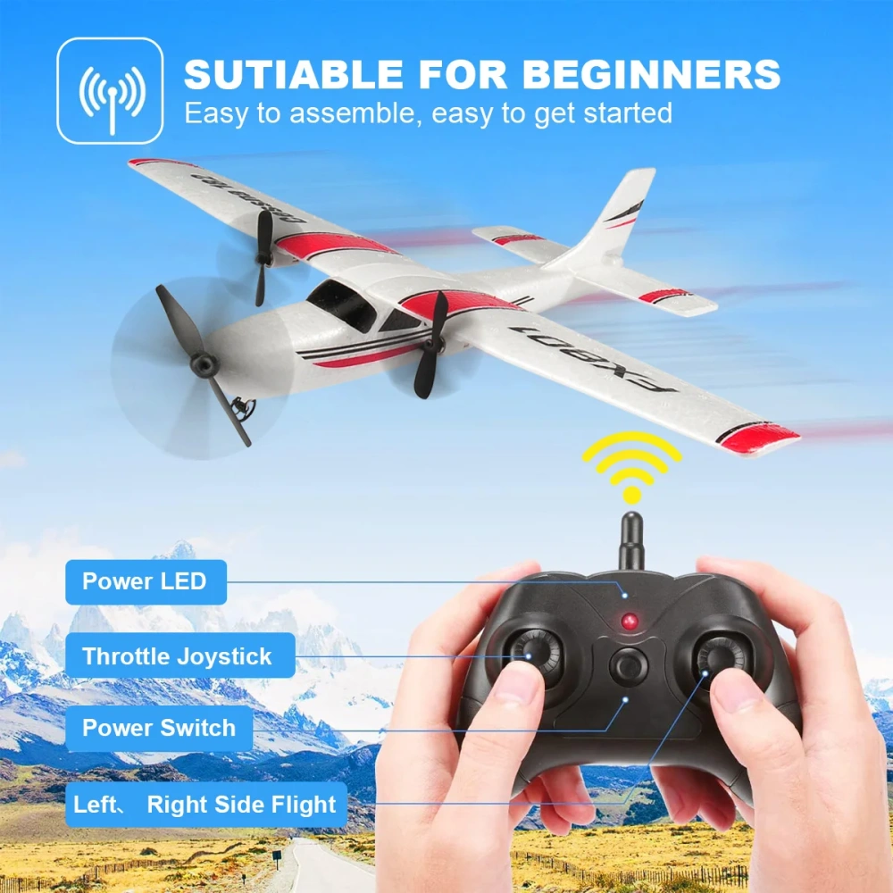 RC Plane FX801 EPP Foam 2.4G 2CH RTF Glider Fixed Wingspan Remote Control Aircraft RC Airplane Toys Gifts for Children Kids