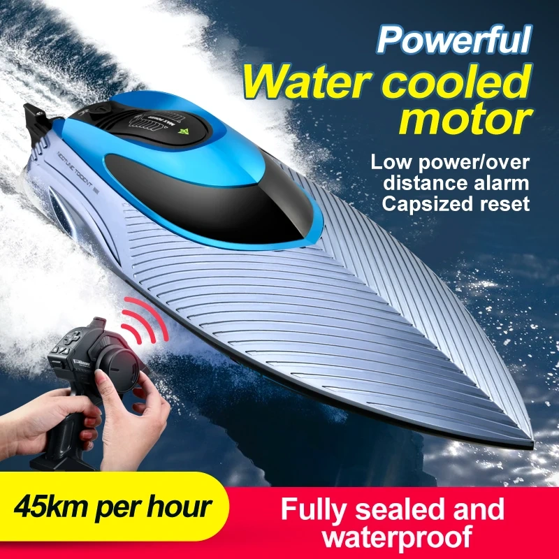 S3 RC Battery Boat 2.4Ghz 45km/h High-Speed Remote Control Racing Speed Boat With Light & Over Range Alarm RC Boat Toys Gifts