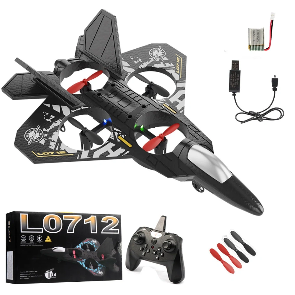 0712 RC Aircraft 2.4G Foam Stunt RC Glider With LED Lights 360 Rotation One-Key Takeoff  Fighter Airplane Toys