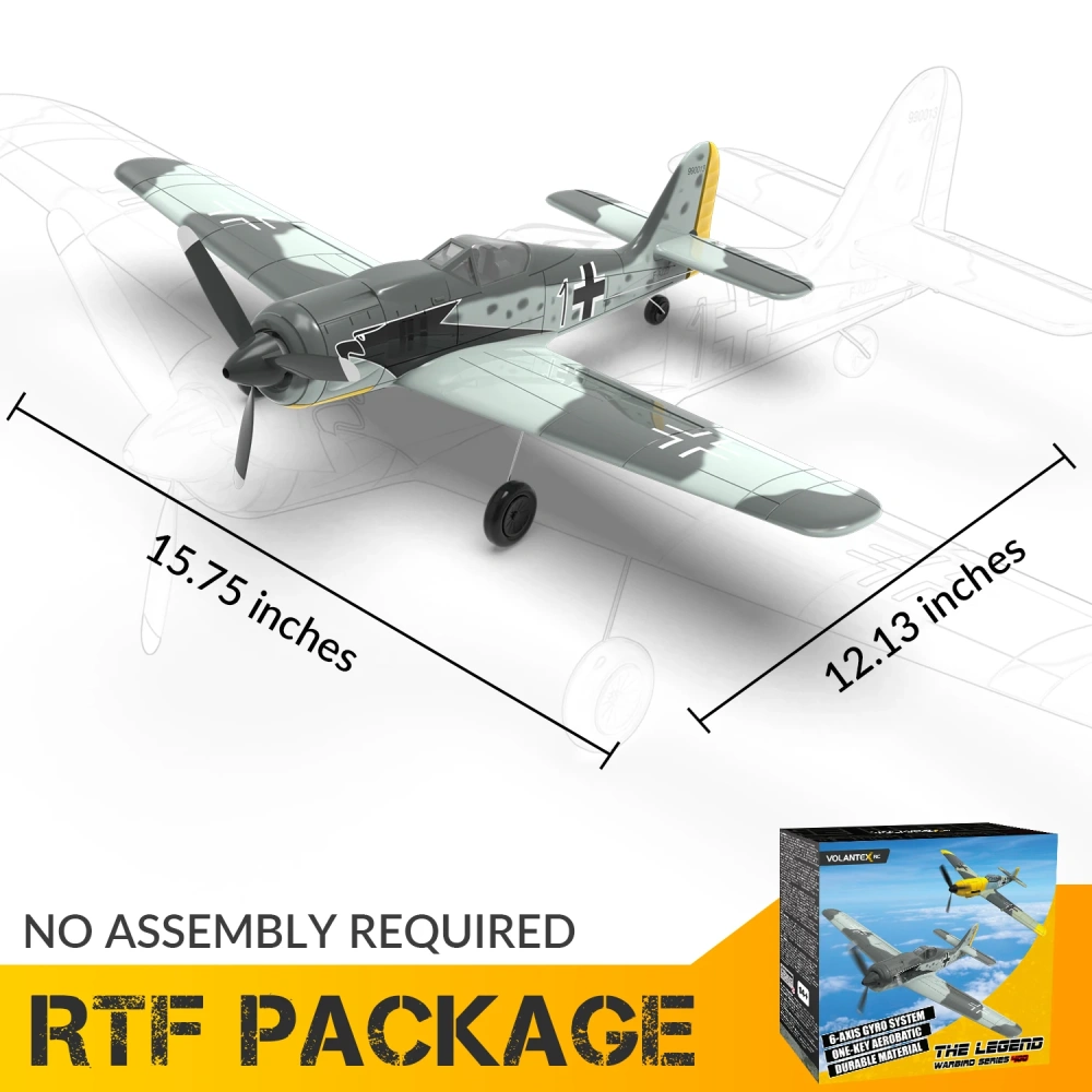 VOLANTEXRC FW190 RC Plane 2.4G 4CH 6 Axis EPP 400mm Wingspan One Key Aerobatic 3 Modes RTF Fighter ﻿