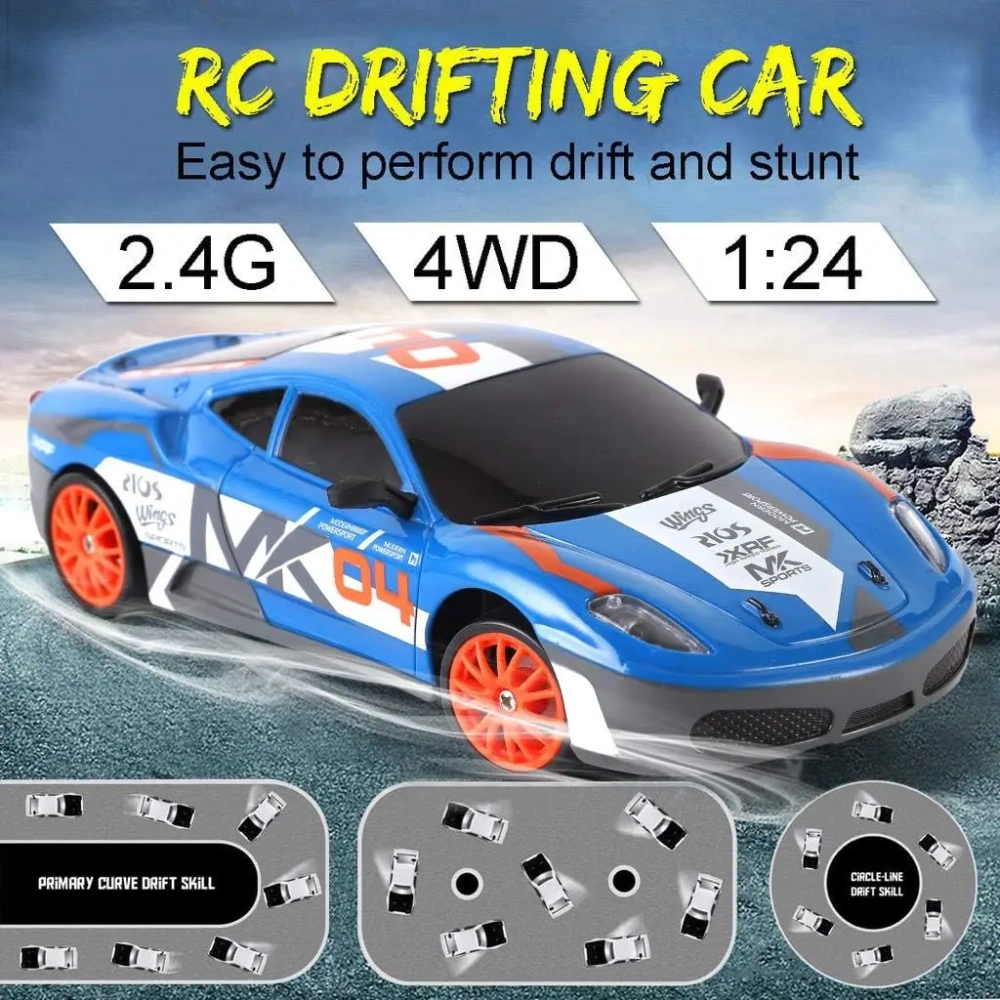 1:24 RC Drifting Car 2.4G 4WD Remote Control Racing Car RC High Speed Competition Race Car Boy Toy Gift Replaceable Tire