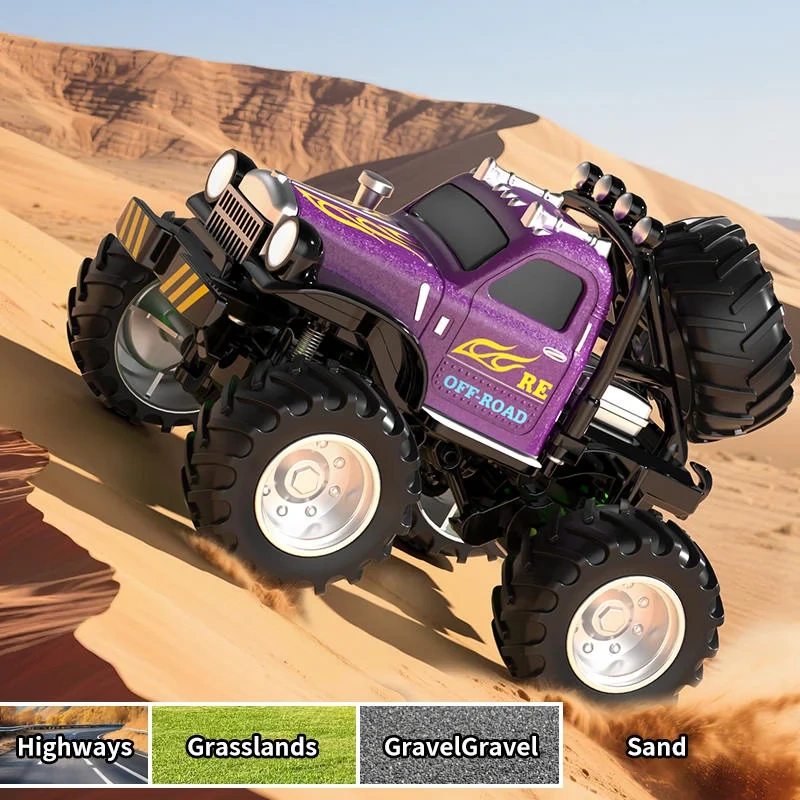 1:64 RC Truck With Trailer 2.4G High Speed Remote Control Multifunctional Mini Climbing Car Electric Vehicle Toy for Kids Toys