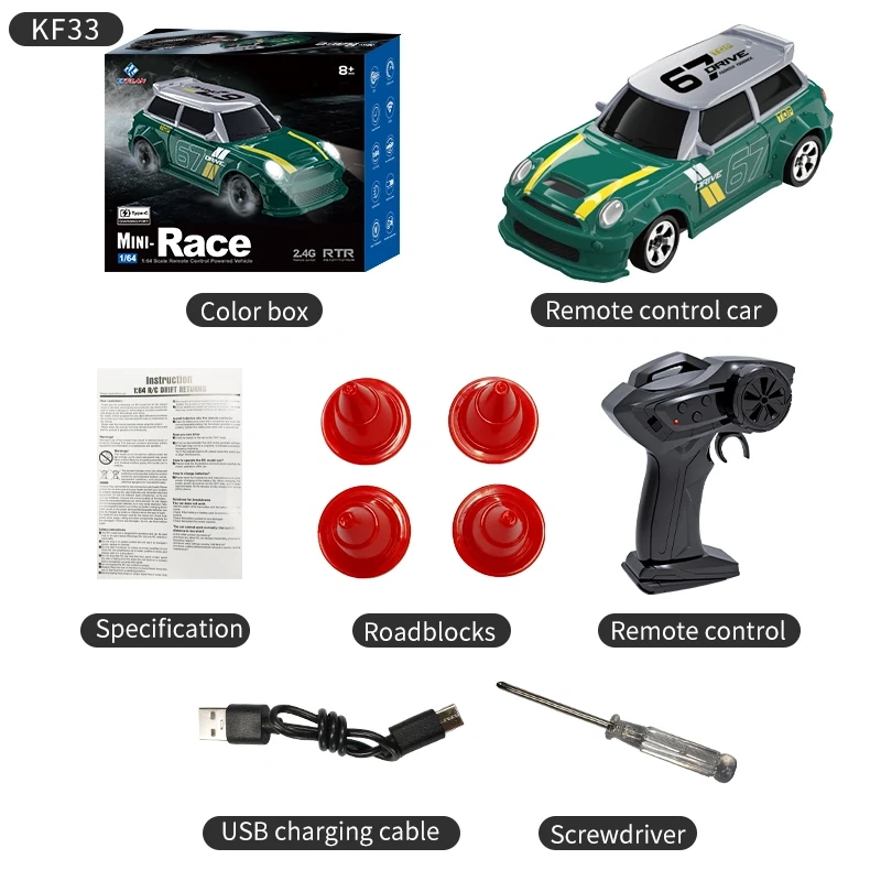 1/64 RC Car Four-Wheel Drive Remote Control Desktop Stunt Car Full Proportions Mini Racing Drift Car Toy Model Gift
