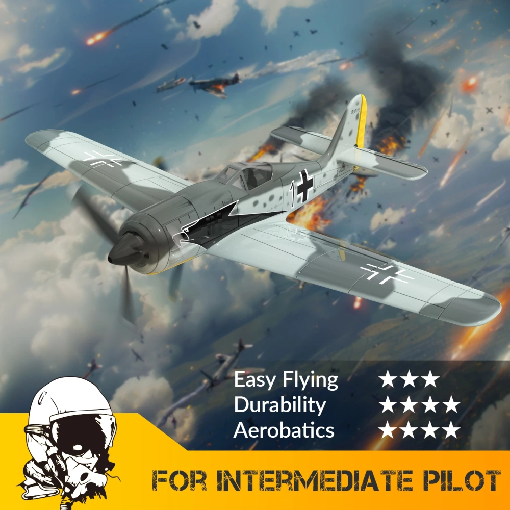 VOLANTEXRC FW190 RC Plane 2.4G 4CH 6 Axis EPP 400mm Wingspan One Key Aerobatic 3 Modes RTF Fighter ﻿