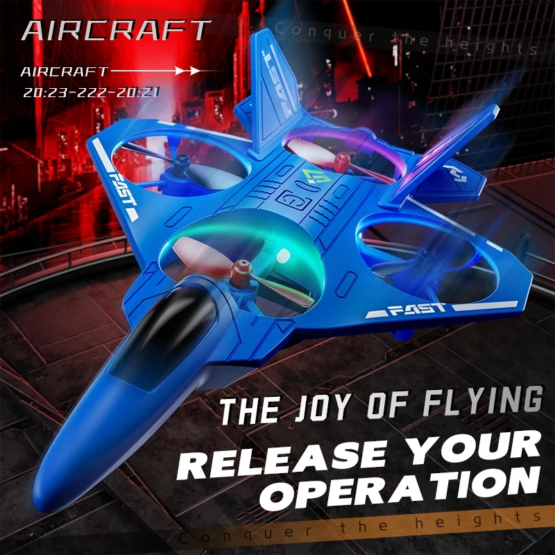 RC Glider 2.4G Remote Control Stunt Airplane One Key Take Off/Landing RC Stunt Plane 360 ° Rolling Quadcopter With Lights Toys