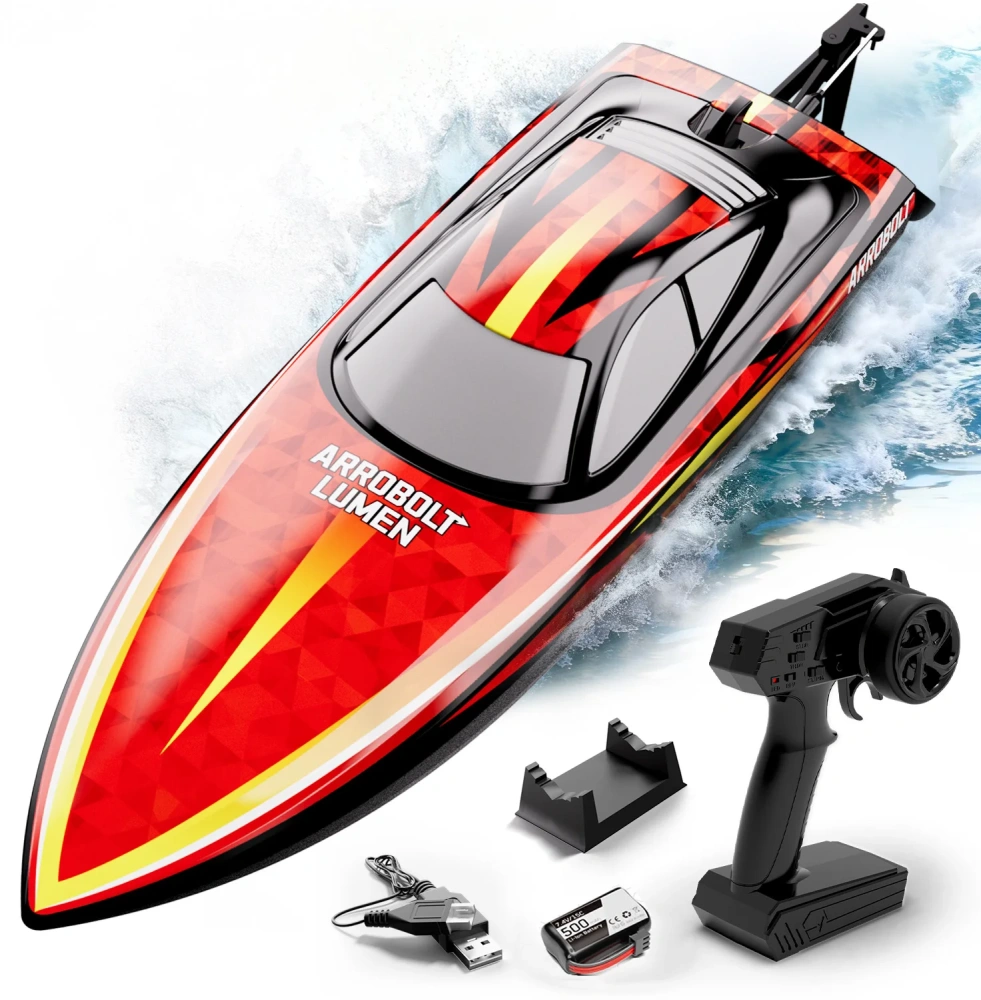 RC Boat with Colorful Led Light Electric High-Speed Toy Waterproof Racing Speedboat 2.4G Competitive RC Ship Toy Gift