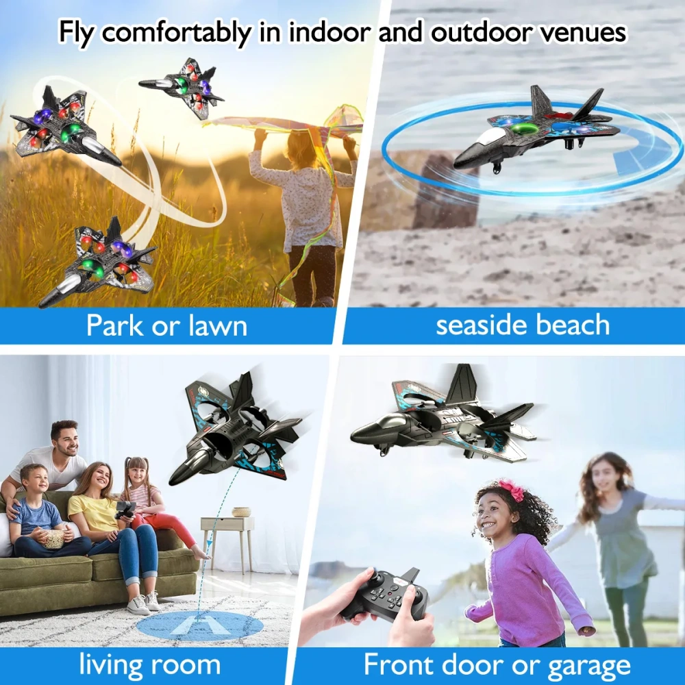 V17 RC Plane 2.4G Gravity Sensing RC Glider 360° Rotation One Key Takeoff Remote Control Airplane EPP Foam Toys Kids For Gift