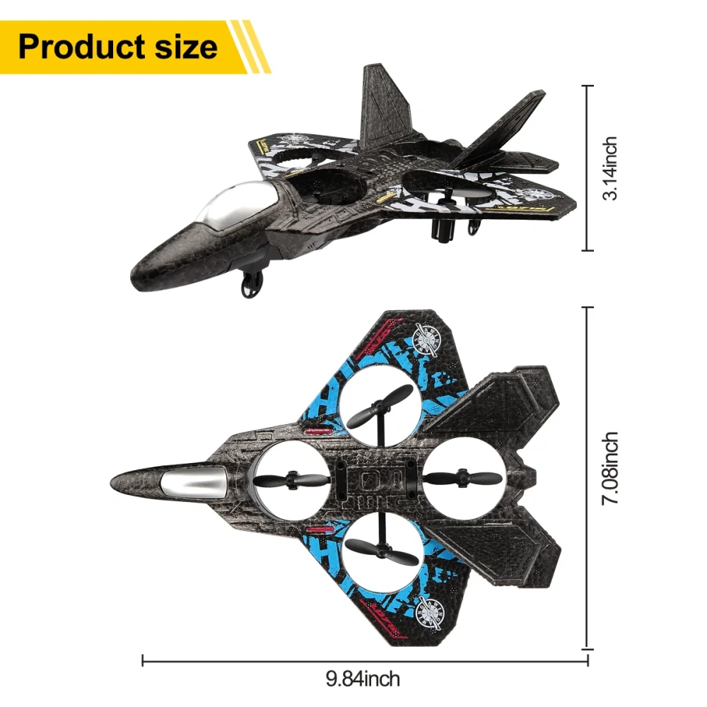 0712 RC Aircraft 2.4G Foam Stunt RC Glider With LED Lights 360 Rotation One-Key Takeoff  Fighter Airplane Toys