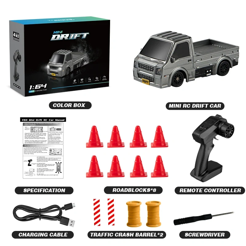 KF20 1:64 RC Drift Car  2.4G4 WD RC Racing Car Mini High-Speed Full Proportions Desktop Remote Control Car Electric Toy Boys