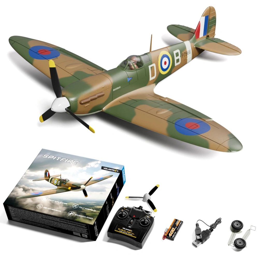 Volantexrc Spitfire 500mm RC Plane With Brushless Motor One Key Aerobatic & Low Battery Alarm RC Fighter 2.4G 4CH RTF Aircraft