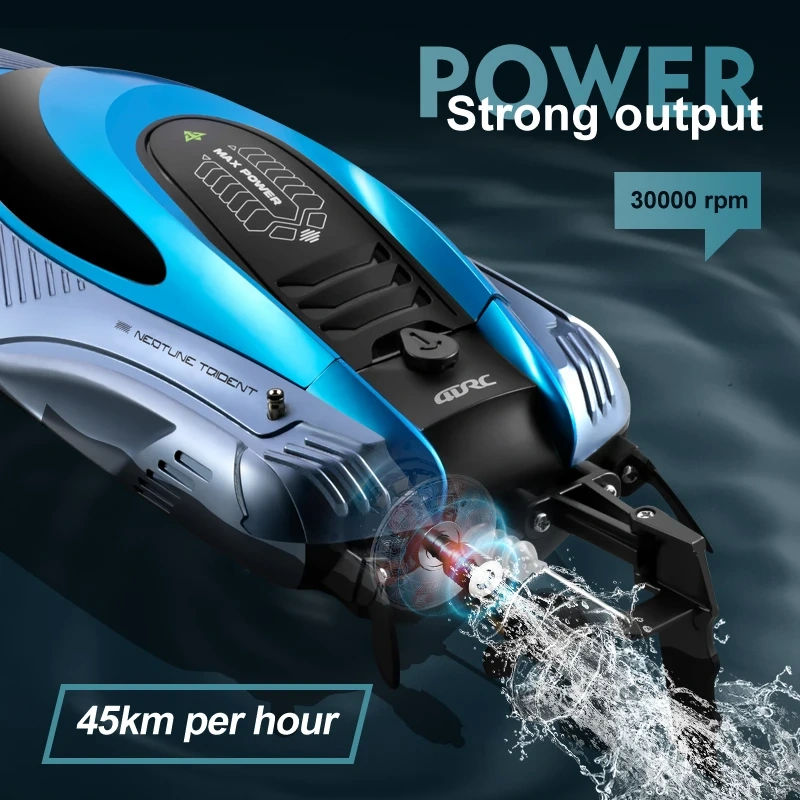 S3 RC Battery Boat 2.4Ghz 45km/h High-Speed Remote Control Racing Speed Boat With Light & Over Range Alarm RC Boat Toys Gifts