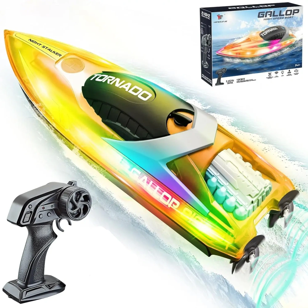 HJ819 RC Boat 2.4Ghz 15km/h Remote Control High-Speed Racing Waterproof Electric Ship Water Speed Boat Children Model Toy