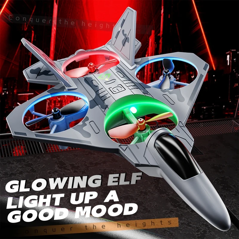 RC Glider 2.4G Remote Control Stunt Airplane One Key Take Off/Landing RC Stunt Plane 360 ° Rolling Quadcopter With Lights Toys