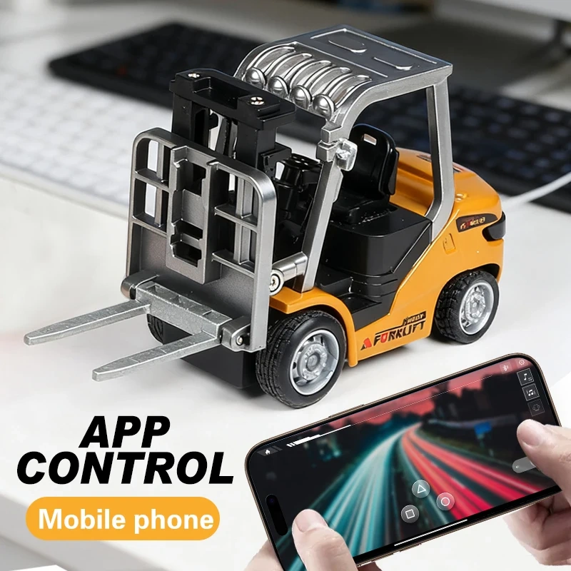 1/64 RC Trucks 2.4G Alloy Mini RC Forklift & Dumper With APP Control Engineering Vehicle Toys Model Gift for Boys