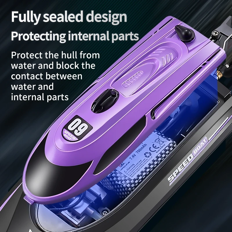 RC Battery Boat 2.4Ghz 25km/h High-Speed Remote Control Racing Electric Speedboat Low Battery Alarm Mini RC Ship Toys Adult