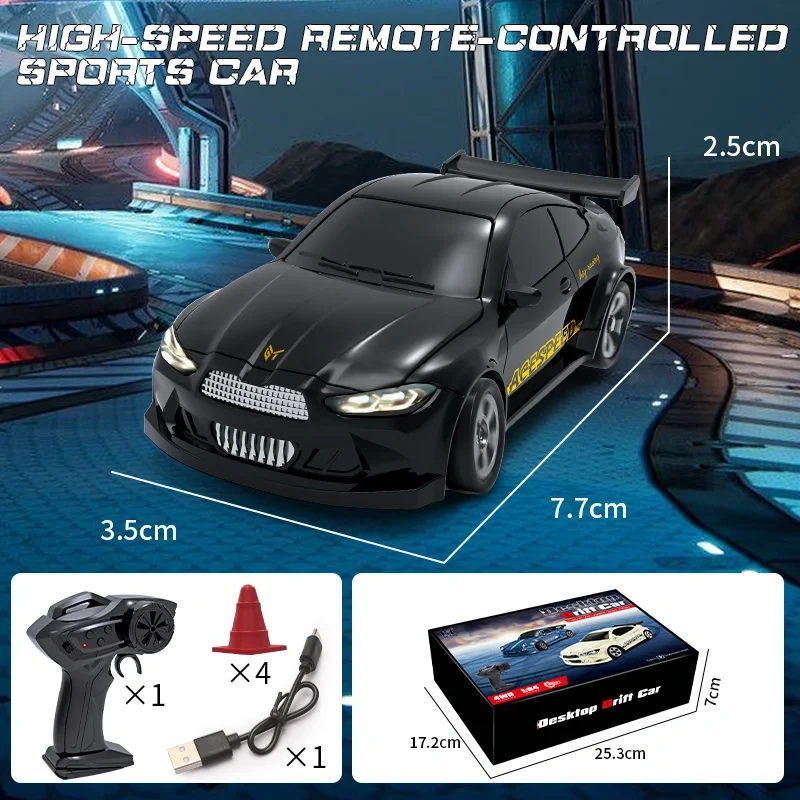 1/64 RC Car Four-Wheel Drive Remote Control Desktop Stunt Car Full Proportions Mini Racing Drift Car Toy Model Gift