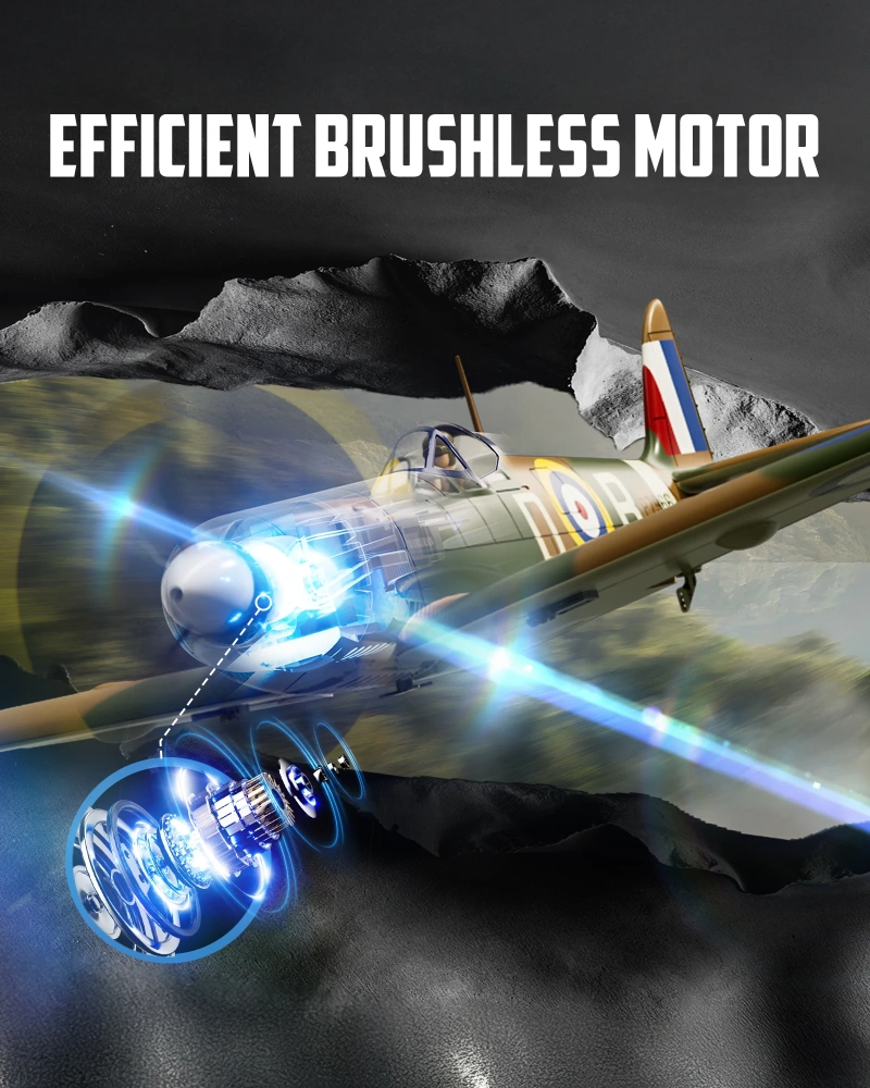 Volantexrc Spitfire 500mm RC Plane With Brushless Motor One Key Aerobatic & Low Battery Alarm RC Fighter 2.4G 4CH RTF Aircraft