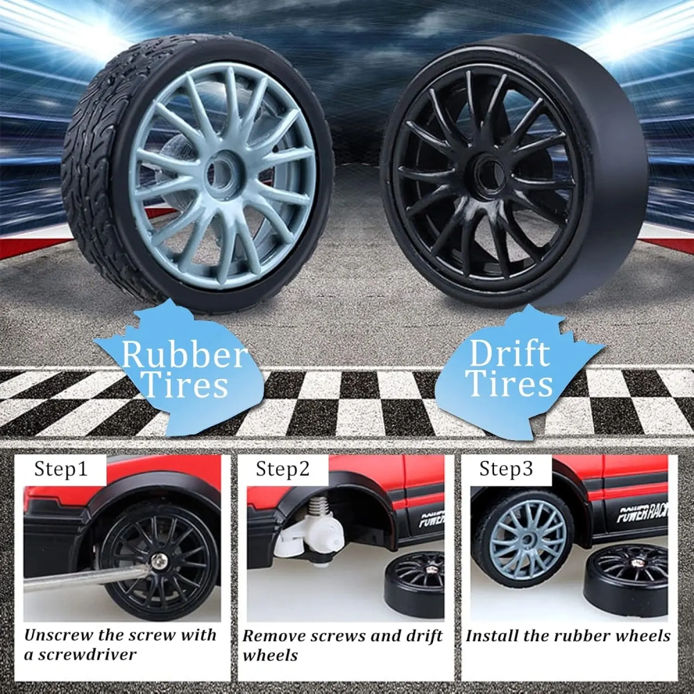 1:24 RC Drifting Car 2.4G 4WD Remote Control Racing Car RC High Speed Competition Race Car Boy Toy Gift Replaceable Tire