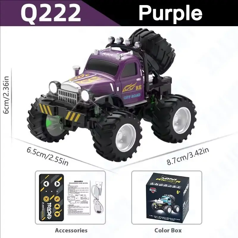 1:64 RC Truck With Trailer 2.4G High Speed Remote Control Multifunctional Mini Climbing Car Electric Vehicle Toy for Kids Toys