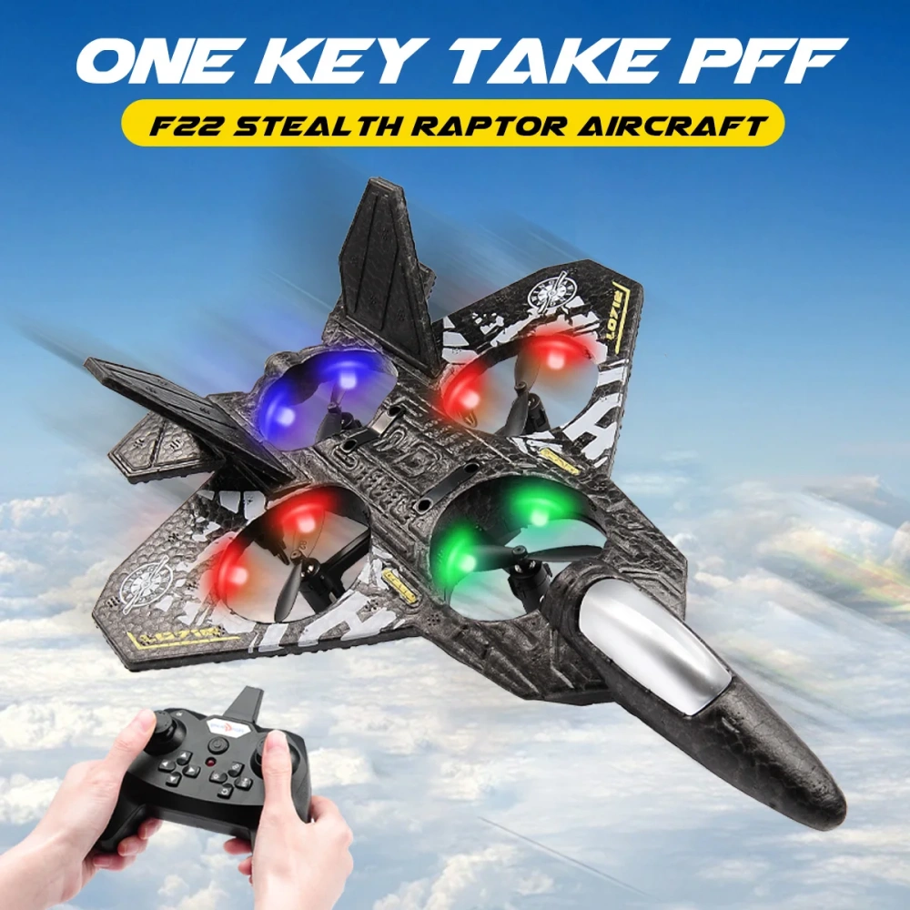 0712 RC Aircraft 2.4G Foam Stunt RC Glider With LED Lights 360 Rotation One-Key Takeoff  Fighter Airplane Toys