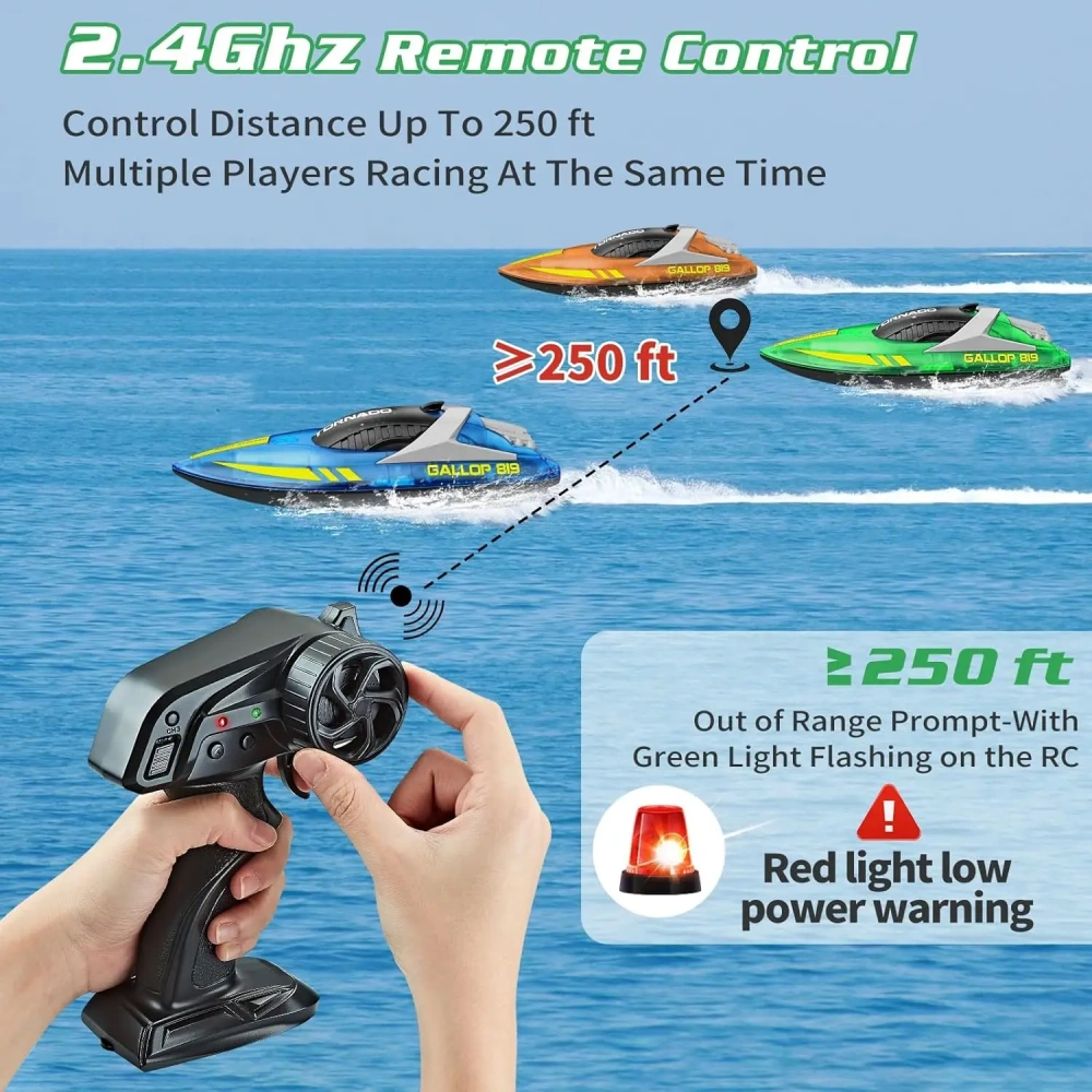 HJ819 RC Boat 2.4Ghz 15km/h Remote Control High-Speed Racing Waterproof Electric Ship Water Speed Boat Children Model Toy