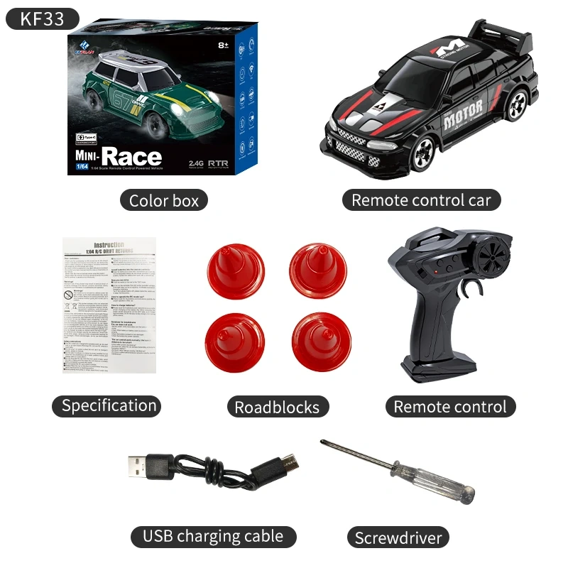 1/64 RC Car Four-Wheel Drive Remote Control Desktop Stunt Car Full Proportions Mini Racing Drift Car Toy Model Gift