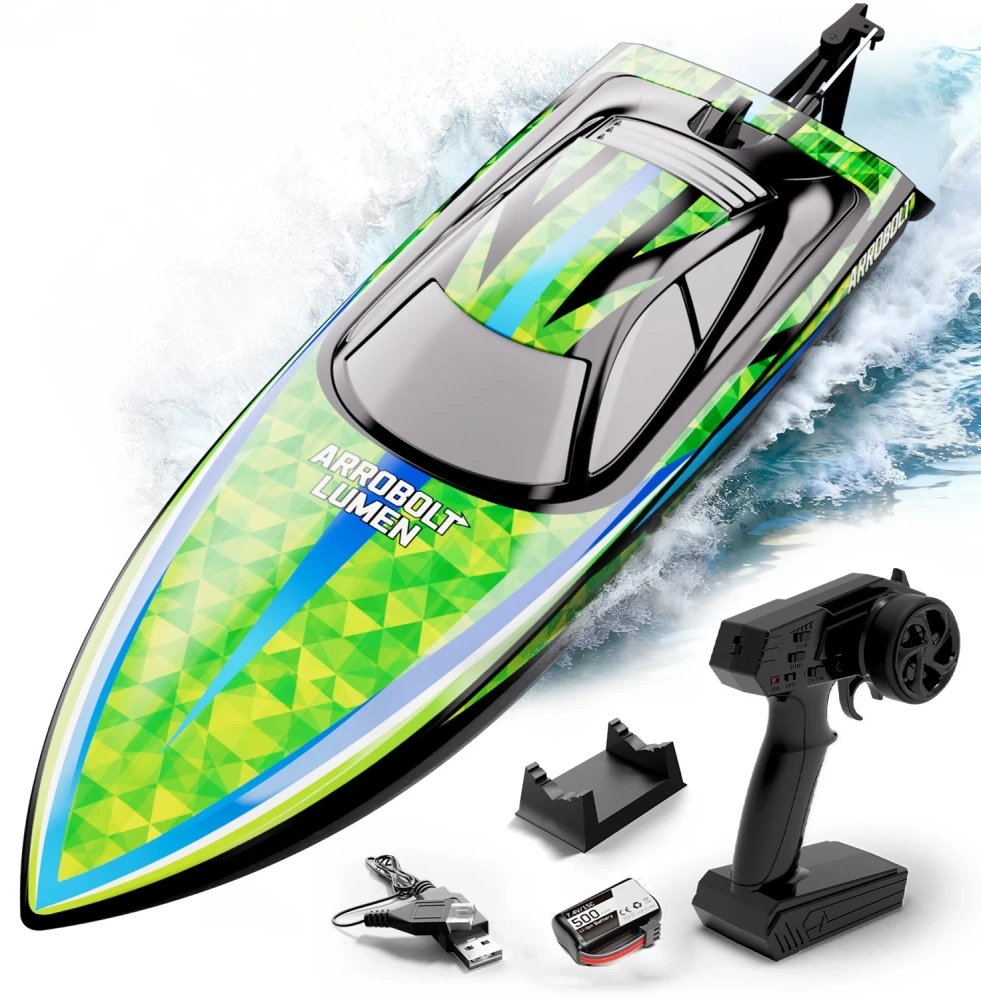 RC Boat with Colorful Led Light Electric High-Speed Toy Waterproof Racing Speedboat 2.4G Competitive RC Ship Toy Gift