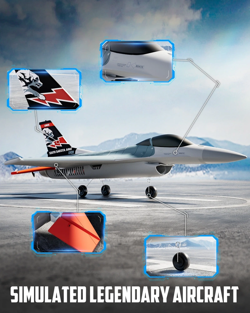 VOLANTEXRC F16 Falco RC Plane One Key Aerobatic RTF Fighter With Xpilot Stabilization 2.4G 4CH RTF Glider   Brushless Motor