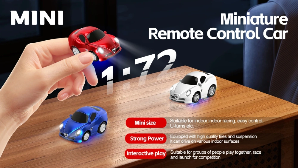 1:72 Mini Car 2-2.5-3km/h Speed Cruise Control Racing Car with Gyroscope 4WD Wireless Control Desktop Car Toy With Light Boy Toy