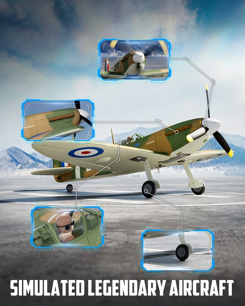 Volantexrc Spitfire 500mm RC Plane With Brushless Motor One Key Aerobatic & Low Battery Alarm RC Fighter 2.4G 4CH RTF Aircraft