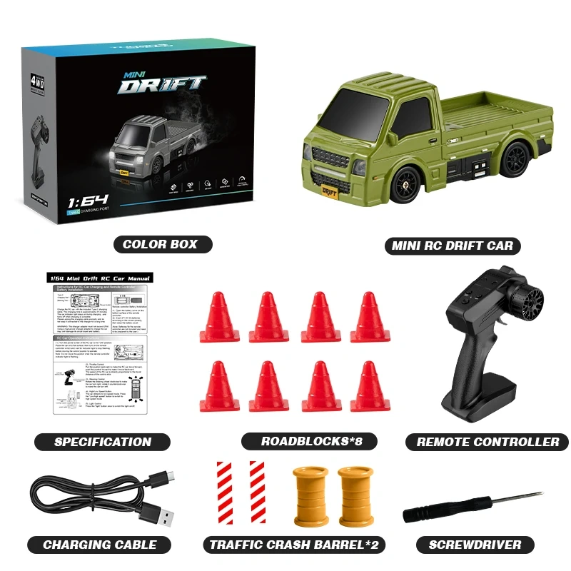 KF20 1:64 RC Drift Car  2.4G4 WD RC Racing Car Mini High-Speed Full Proportions Desktop Remote Control Car Electric Toy Boys