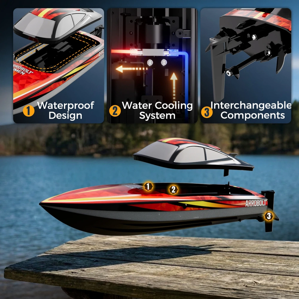 RC Boat with Colorful Led Light Electric High-Speed Toy Waterproof Racing Speedboat 2.4G Competitive RC Ship Toy Gift