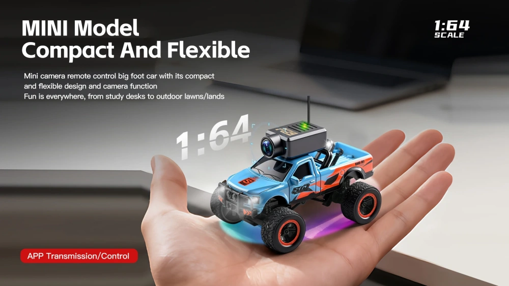 1:64 RC Car Mini FPV RC Truck Wifi App Control High Speed Drift Racing Vehicle With Lights&3 Speed Adjustable RC Cars