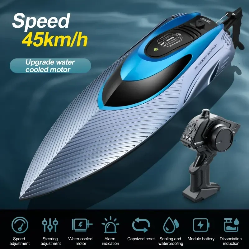 S3 RC Battery Boat 2.4Ghz 45km/h High-Speed Remote Control Racing Speed Boat With Light & Over Range Alarm RC Boat Toys Gifts